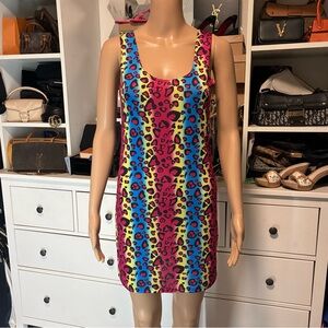 Multicolor Leopard Print Dress 80s style
